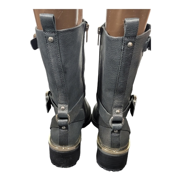 NWOB Vince Camuto Kerivini in Smooth Black Leather Moto Boot Size 10.5 SB7 - Picture 9 of 13